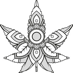 Vector illustration of a mandala Marijuana silhouette