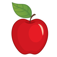 Vector Red Apple with Leaf