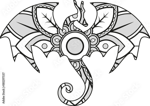 Download "Vector illustration of a mandala dragon silhouette" Stock image and royalty-free vector files ...