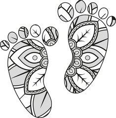Vector illustration of a mandala footprints silhouette