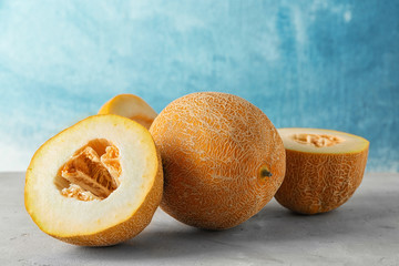 Ripe melons on table