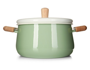 Saucepan on white background