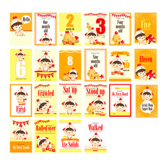 Fototapeta premium Milestone baby girl in chicken costume