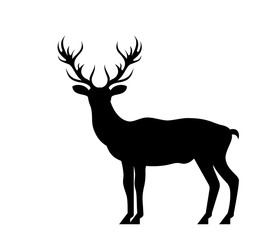 Obraz premium Silhouette Deer, Stag, Reindeer Isolated on White Background