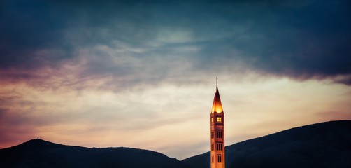 Church Tower Sunset,Mostar, Bosnia and Herzegovina