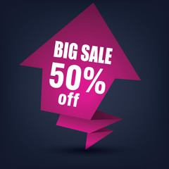 Big sale banner, 50% off, vector eps10 illustration