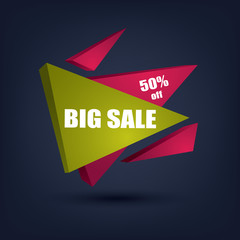 Big sale banner, 50% off, vector eps10 illustration