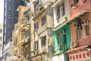 Obraz premium Old Buildings in Sai Ying Pun, Hong Kong