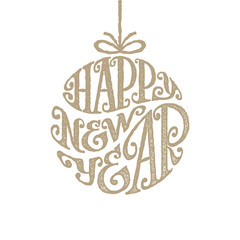Hand drawn phrase Happy New Year inscribed in a circle