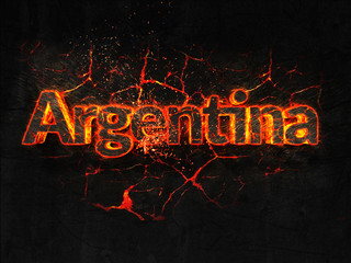 Argentina Fire text flame burning hot lava explosion background.