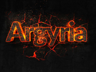 Argyria Fire text flame burning hot lava explosion background.