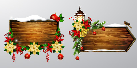 Vector wooden christmas board