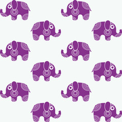 Elephant pattern background, flat cartoon design