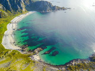 Lofoten islands from above in Norway