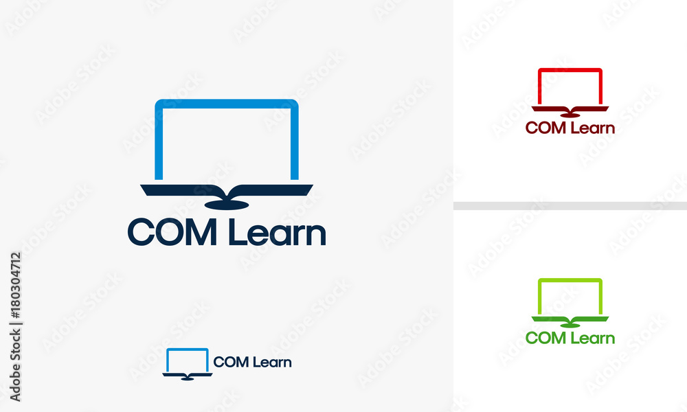 Wall mural computer learning logo template, simple learning logo designs vector