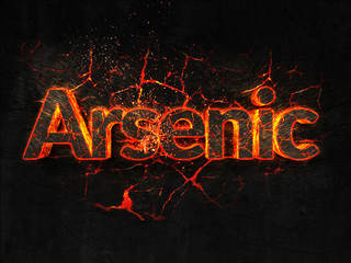 Arsenic Fire text flame burning hot lava explosion background.