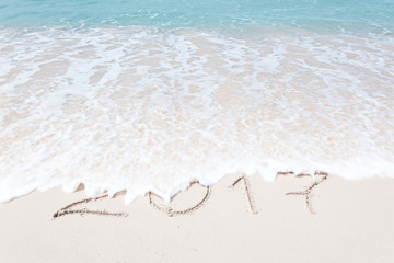 View of nice Christmas and  new year theme  tropical beach 