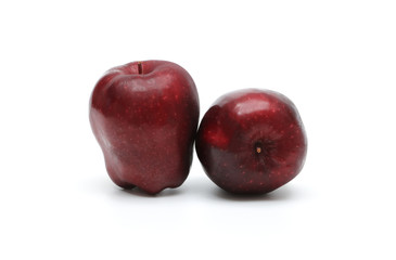 The two fresh apples on the white background