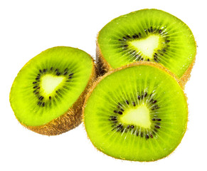 Fototapeta premium Green kiwi cut in half isolated on white background