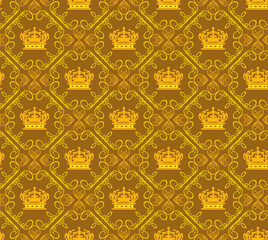 Seamless wallpaper damask in vintage style. Seamless pattern. Vector image