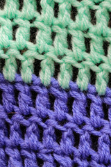 Crochet knitting is a large loops of thick thread. Color background