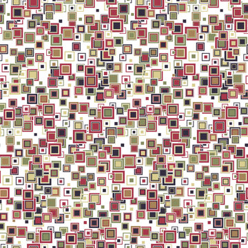 Geometric seamless pattern. The squares of different sizes and colors arranged on a white background. Useful as design element for texture and artistic compositions.