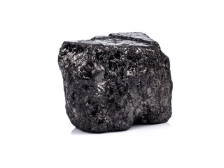 black bituminous coal on white background