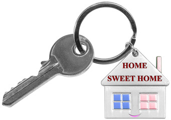 porte-clés maison couleur souriante home sweet home sur fond blanc 