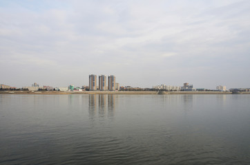 Naklejka premium Россия, город Благовещенск, набережная реки Амур