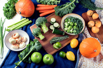 Different fresh vegetables and fruits