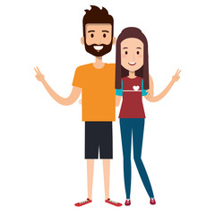 lovers couple avatars characters vector illustration design