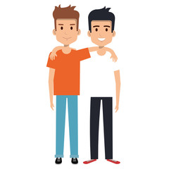 couple of male friends avatars vector illustration design