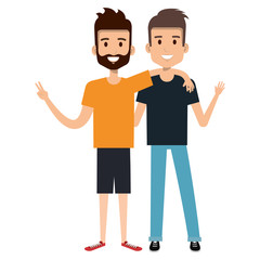 couple of male friends avatars vector illustration design