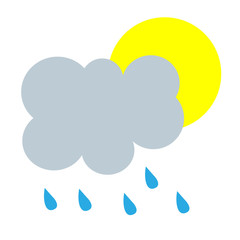 Simple cartoon illustration of partly cloudy rain weather symbol