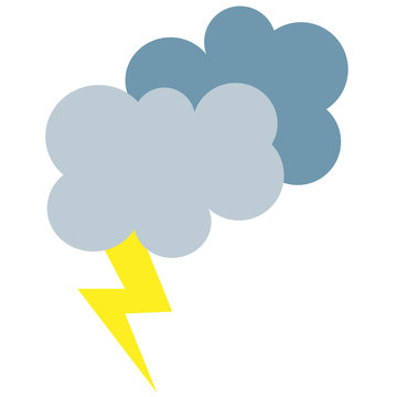 Simple cartoon illustration of storm lightning weather symbol