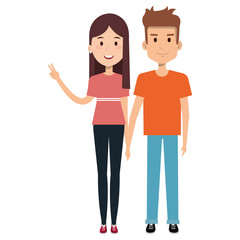 Fototapeta premium lovers couple avatars characters vector illustration design