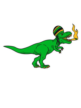 raggae jamaika hut rastalocken joint hanf weed stoned kiffen kiffer drogen rauchen brüllen t-rex tyrannosaurus saurier rex fleischfresser groß monster dinosaurier dino böse gefährlich fressen jagen