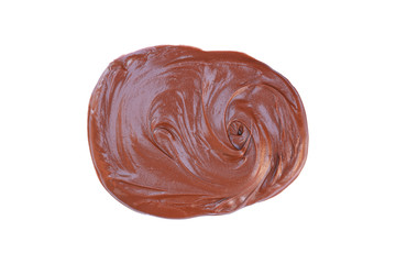 melted dark chocolate isolated on white