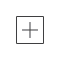 Add new line icon, outline vector sign, linear style pictogram isolated on white. Square with plus symbol, logo illustration. Editable stroke