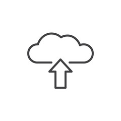 Upload from cloud line icon, outline vector sign, linear style pictogram isolated on white. Cloud with arrow up symbol, logo illustration. Editable stroke