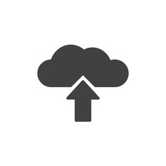 Upload from cloud icon vector, filled flat sign, solid pictogram isolated on white. Cloud with arrow up symbol, logo illustration.