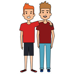 couple of male friends avatars vector illustration design
