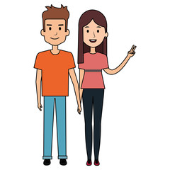 lovers couple avatars characters vector illustration design