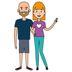 lovers couple avatars characters vector illustration design