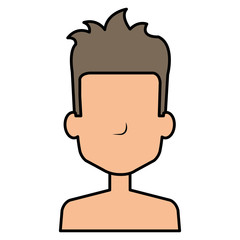 young man shirtless avatar character vector illustration design