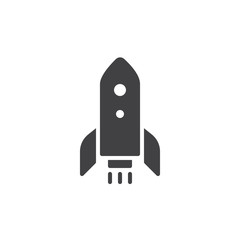 Rocket launch icon vector, filled flat sign, solid pictogram isolated on white. Startup rocket symbol, logo illustration.