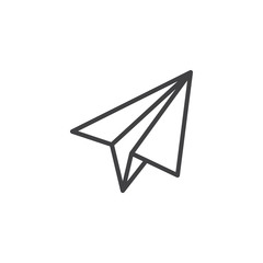 Origami plane line icon, outline vector sign, linear style pictogram isolated on white. Paper airplane symbol, logo illustration. Editable stroke