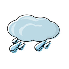 cloud with water drops icon over white background vector illustration