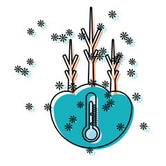 dry trees and thermometer icon over white background vector illustration