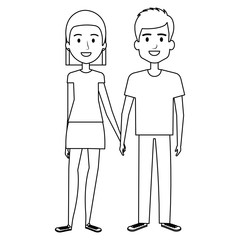 lovers couple avatars characters vector illustration design